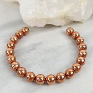 Handmade Copper Bead Cuff Bracelet Bangle Women Men Jewelry Rustic Artisan